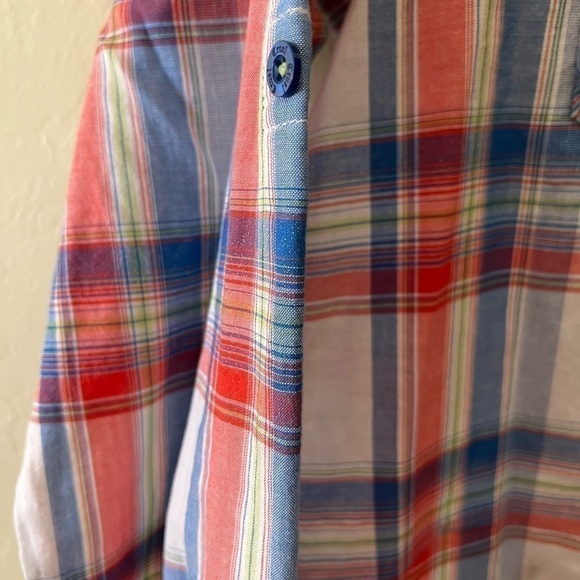 Cruel/Cinch western red white blue plaid long sleeve shirt - Picture 2 of 6